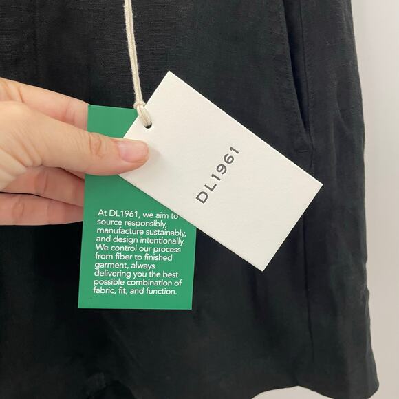 NWT DL1961 25 Taylor Short Ultra High Rise 3" Black Linen - Picture 7 of 12